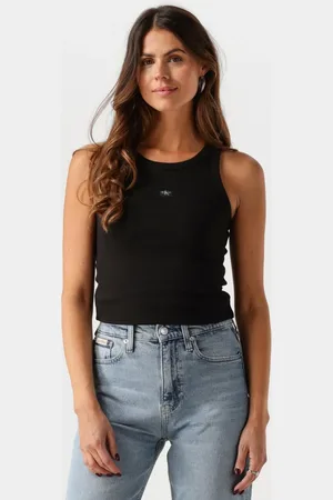 Calvin Klein Dames Tops & T-shirts Woven Label Rib Tank Top - - Maat XL