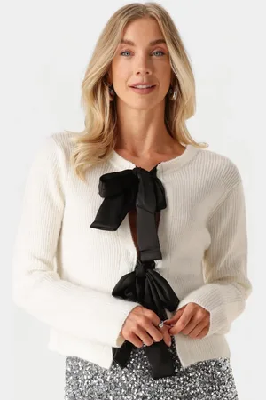 Object Dames Truien & Vesten Objparvi Sateen Bow Knit Cardigan - - Maat XS