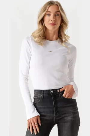 Calvin Klein Dames Tops & T-shirts Woven Label Rib Ls Top - - Maat XL