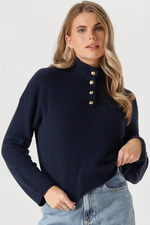 Tommy Hilfiger Dames Truien & Vesten Gold Button Polo Ls Sweater - - Maat XL
