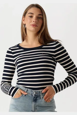 Tommy Hilfiger Dames Tops & T-shirts Slim 5x2 Rib O-nk Ls - - Maat XL