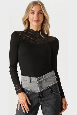 Rosemunde Dames Tops & T-shirts Silk T-shirt W/ Lace - - Maat XL