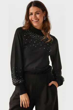 Jansen Amsterdam Dames Tops & T-shirts V183 Turtle Rhinestones Top - - Maat XXL