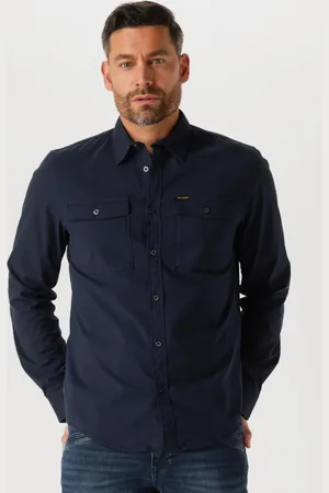 PME Legend™ Heren Overhemden Long Sleeve Shirt Light Gd Poplin Stretch - - Maat XL