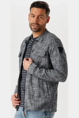 PME Legend™ Heren Overshirts Long Sleeve Shirt 2 Tone Slub - - Maat XL
