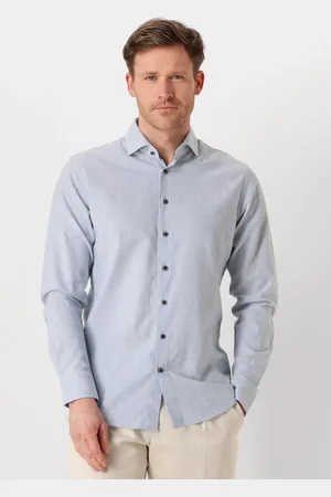 Profuomo Heren Overhemden Shirt X-cutaway Sc Sf Cotton Linen - - Maat 38