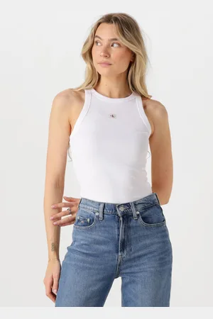 Calvin Klein Dames Tops & T-shirts Woven Label Rib Tank Top - - Maat XL