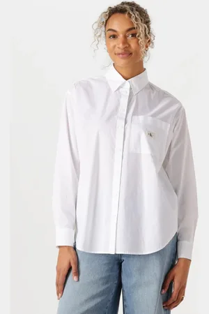 Calvin Klein Dames Blouses Woven Label Relaxed Shirt - - Maat XL