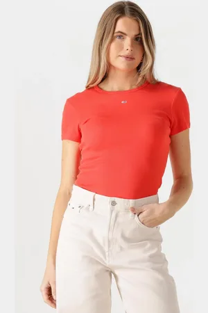 Tommy Hilfiger Dames Tops & T-shirts Tjw Slim Essential Rib Ss Ext - - Maat XL