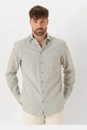 Profuomo Heren Overhemden Shirt X-cutaway Sc Sf Cotton Linen - - Maat 38