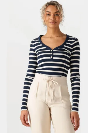 Tommy Hilfiger Dames Tops & T-shirts Slim Henley Gb Scoop-nk Ls - - Maat XL