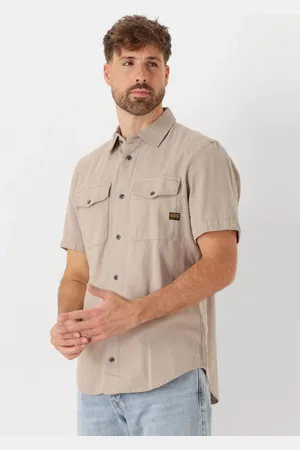 G-Star Heren Overhemden Marine Slim Shirt S\s - - Maat XL