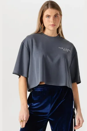 Alix the label Dames Tops & T-shirts Ladies Knitted Flowy Cropped Tshirt - - Maat XL