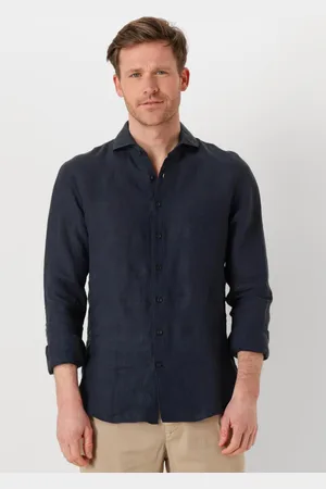 Profuomo Heren Overhemden Shirt X-cutaway Linen - - Maat 38