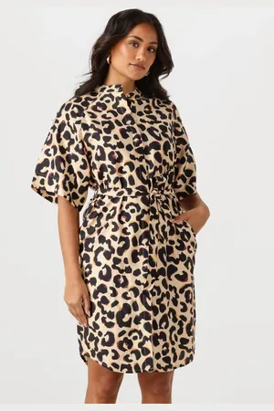ANOTHER LABEL Dames Jurken Denice Animal Dress S/s - - Maat XL