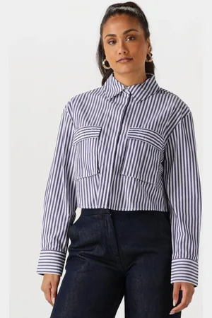 With Black Dames Blouses Wbllemon Ls Cropped Shirt - - Maat XL