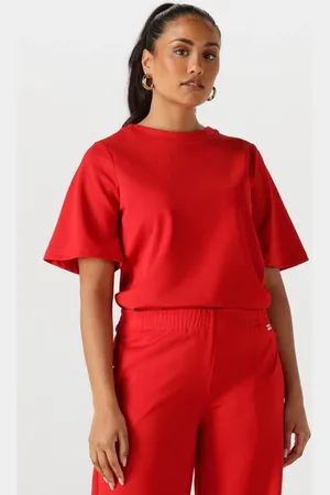 POM Amsterdam Dames Tops & T-shirts Scarlet Red Summer - - Maat 34