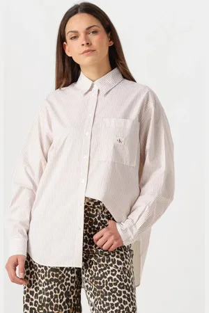 Calvin Klein Dames Blouses Woven Label Relaxed Shirt - - Maat XL