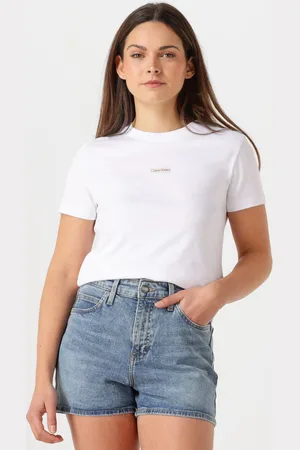 Calvin Klein Dames Tops & T-shirts Placed Institutional Baby Tee - - Maat XL