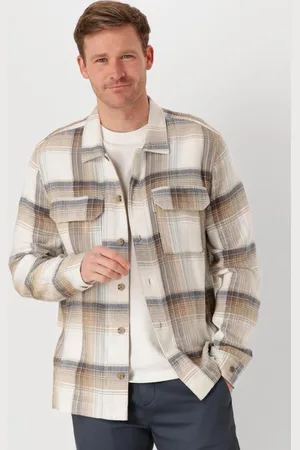Cast Iron Heren Overshirts Long Sleeve Shirt Slub Check - - Maat XL