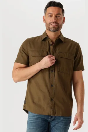 PME Legend™ Heren Overhemden Short Sleeve Shirt Slub Cotton - - Maat XL