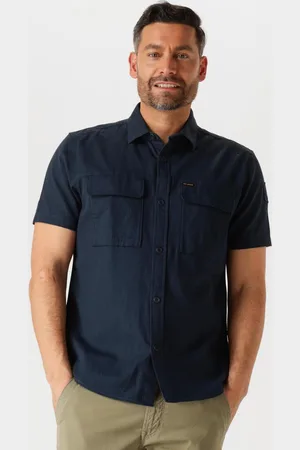 PME Legend™ Heren Overhemden Short Sleeve Shirt Slub Cotton - - Maat XL