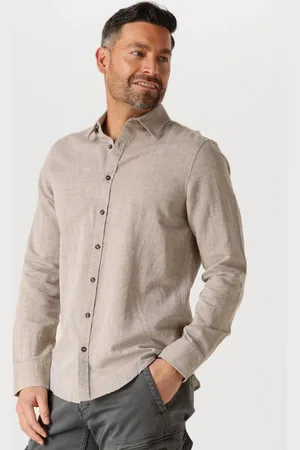 PME Legend™ Heren Overhemden Long Sleeve Shirt Cotton Linen 2 Tone - - Maat XL