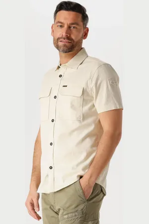 PME Legend™ Heren Overhemden Short Sleeve Shirt Slub Cotton - - Maat XL