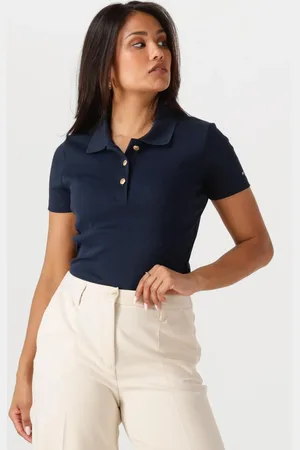 Tommy Hilfiger Dames Tops & T-shirts Slim Gold Button Polo Ss - - Maat XL