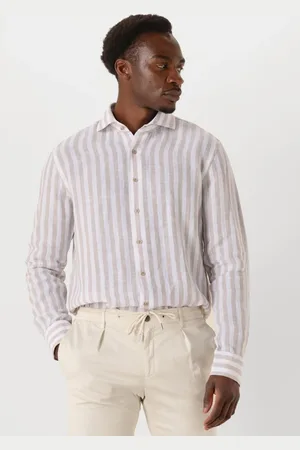 Profuomo Heren Overhemden Shirt X-cutaway Linen - - Maat 38