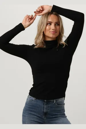 Tommy Hilfiger Dames Truien & Vesten Slim 5x2 Rib Roll-nk Ls - - Maat XL