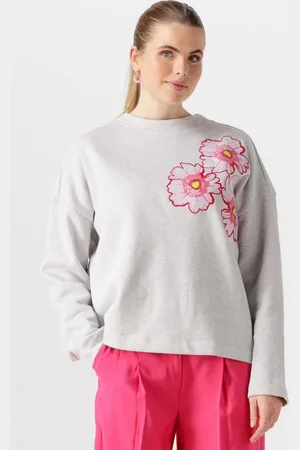 POM Amsterdam Dames Truien & Vesten Floral Grey Melange - - Maat 34