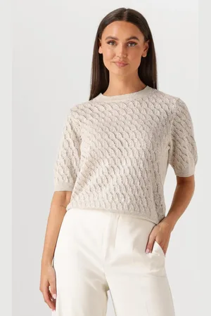 Mos Mosh Dames Tops & T-shirts Mmkarin Marisol Ss Linen Knit - - Maat XL