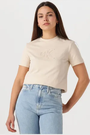 Calvin Klein Dames Tops & T-shirts Ck Applique Regular Tee - - Maat XL