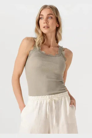 Rosemunde Dames Tops & T-shirts Babette Silk Top W/ Lace - - Maat XL