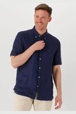 Tommy Hilfiger Heren Overhemden Pigment Dyed Linen Rf Shirt S/s - - Maat XL