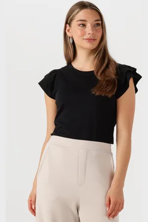 SELECTED Dames Tops & T-shirts Slfcamila Ss Ruffle Tee - - Maat XL