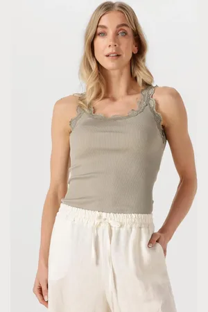 Rosemunde Dames Tops & T-shirts Babette Silk Top W/ Lace - - Maat XL