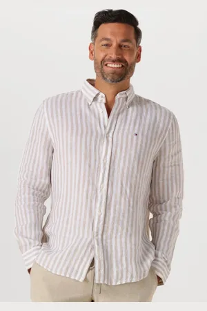 Tommy Hilfiger Heren Overhemden Linen Essential Stripe Rf Shirt - - Maat XL