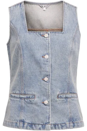 Object Vierkante Hals Denim Gilet