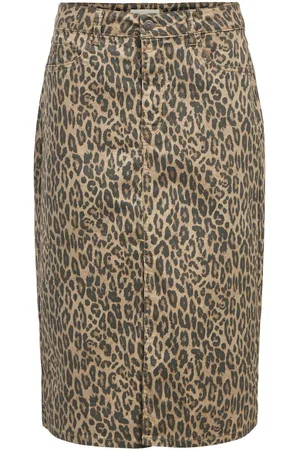 Object Luipaardprint Denim Rok