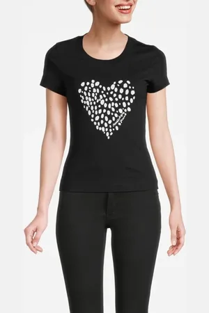 Moschino Leopard Heart Jersey T-shirt Black