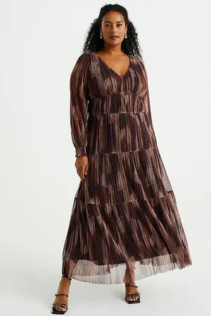 WE Fashion Dress Maxi Length Burgundy Red