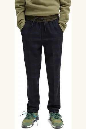 Scotch&Soda Boys Relaxed Slim-fit Yarn-dyed Contrast Waistband Pants Nig