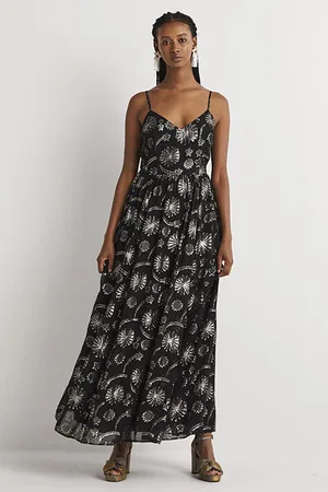 Boden Metallic Jacquard Maxi Dress Bla