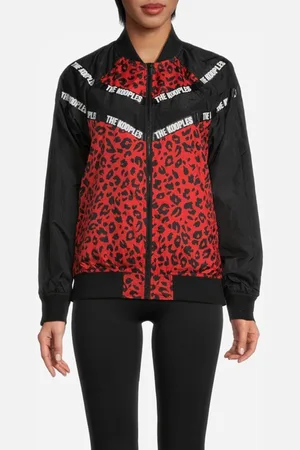 The Kooples Print Pop Leo Orange Technical Jacket Multicolor