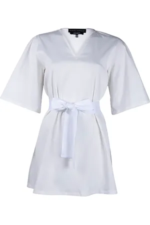 Marcell Von Berlin Womens Oversized V Neck Shirt White
