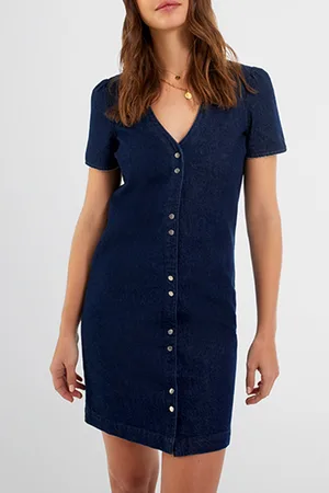 ICODE Press-stud Raw Denim Dress