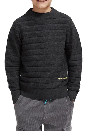 Scotch&Soda Structured Pullover In Organic Cotton-wool Blend Antra Melan