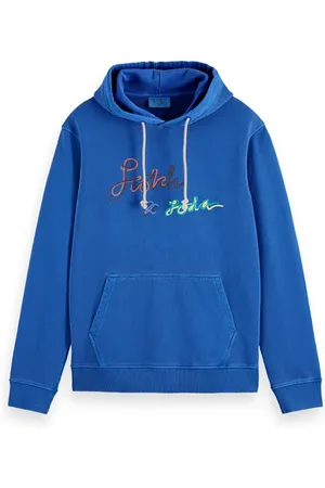 Scotch&Soda Garment-dyed Logo Hoodie Boat Blue